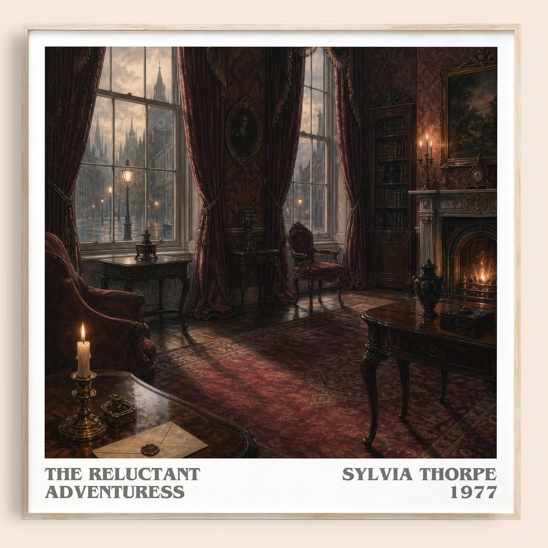 The Reluctant Adventuress literary book poster by Sylvia Thorpe – framed literary art print