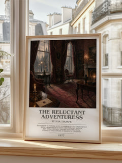 The Reluctant Adventuress bookish poster colour and style options – Sylvia Thorpe book art