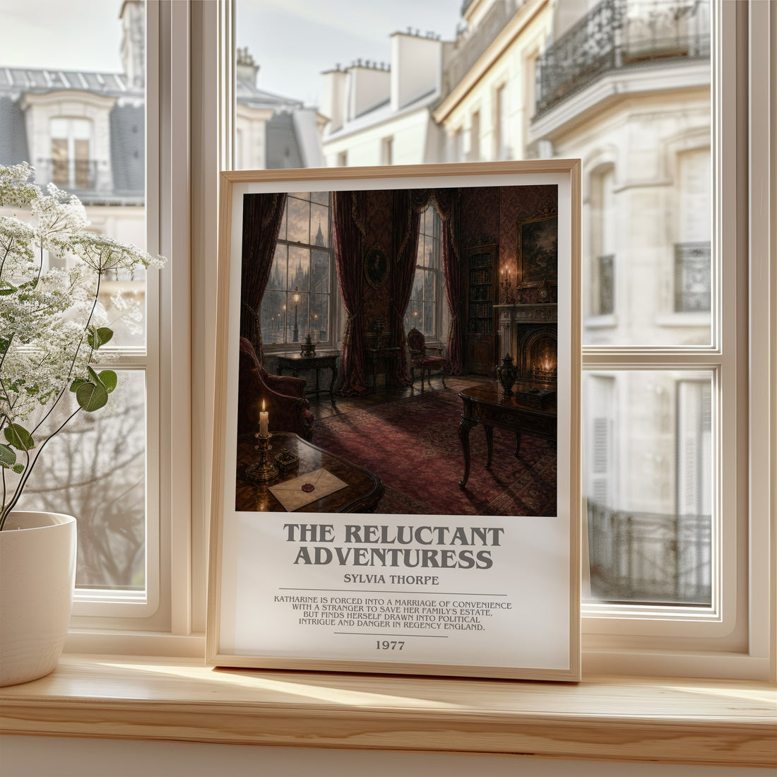 The Reluctant Adventuress bookish poster colour and style options – Sylvia Thorpe book art