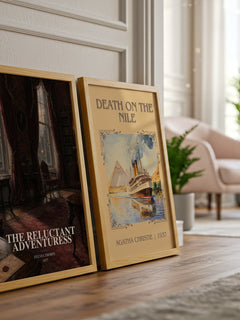 The Reluctant Adventuress watercolour print framed by window – literary home decor