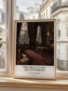 The Reluctant Adventuress book cover poster colour and style options – Sylvia Thorpe book art