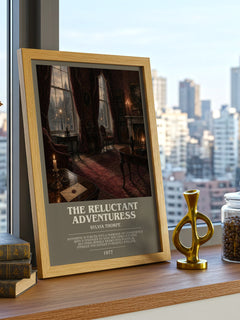 The Reluctant Adventuress bookish print framed by window – literary home decor