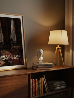 The Reluctant Adventuress watercolour print on bookshelf – Sylvia Thorpe fan gift