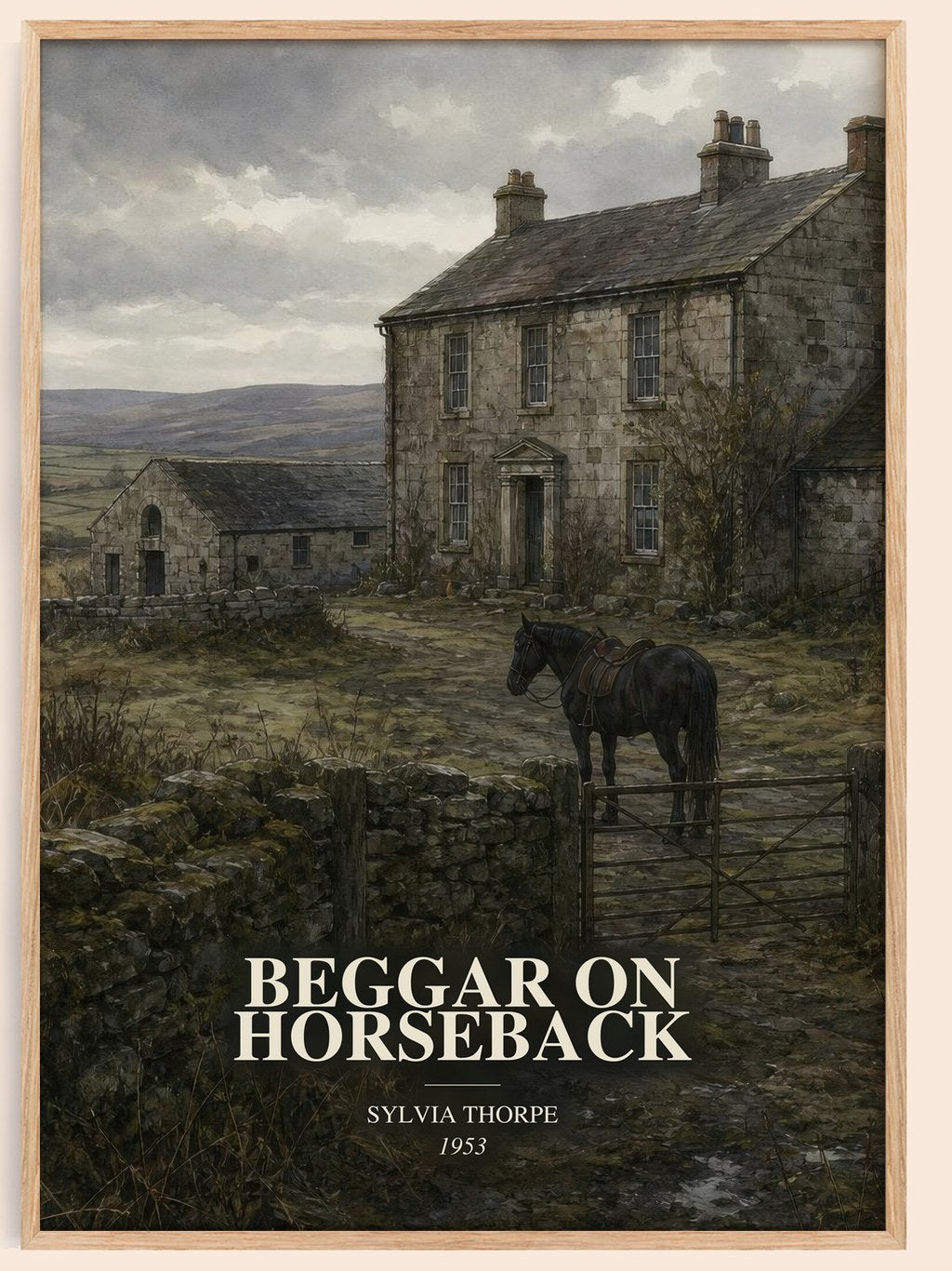 Beggar on Horseback watercolour book poster by Sylvia Thorpe – framed literary art print