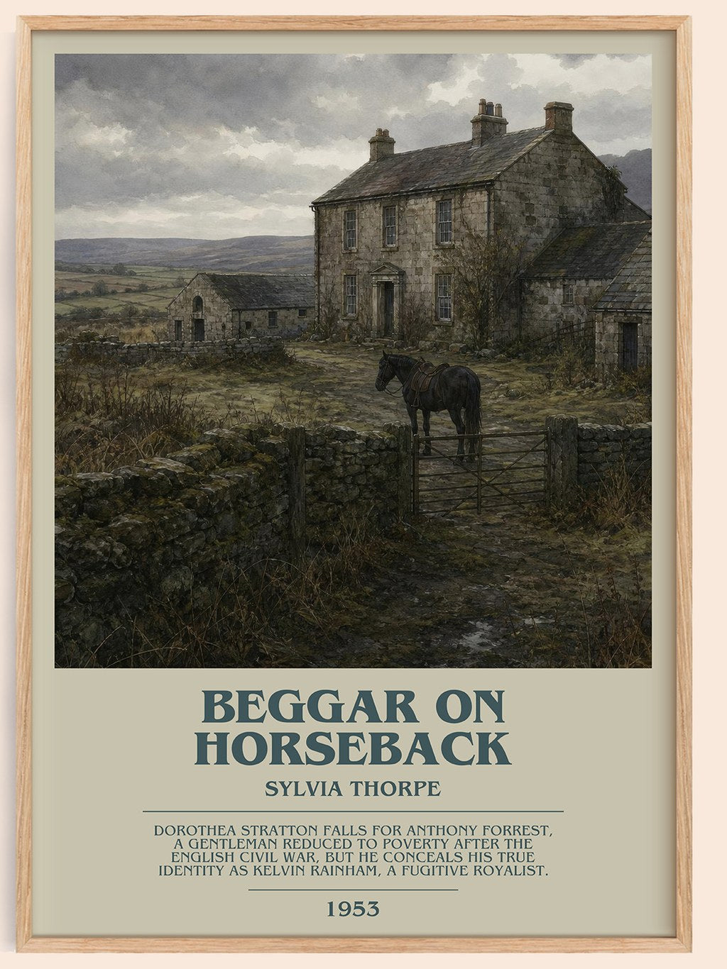 Beggar on Horseback bookish book poster by Sylvia Thorpe – framed literary art print