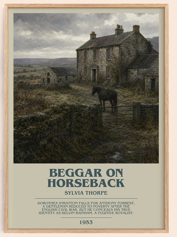 Beggar on Horseback bookish book poster by Sylvia Thorpe – framed literary art print