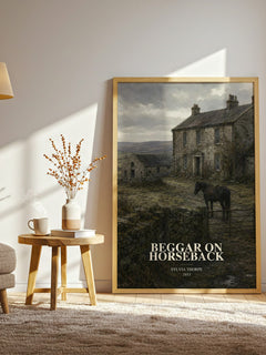 Beggar on Horseback watercolour print in frame leaning in hallway – romance wall art