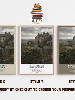 Beggar on Horseback book cover print in frame leaning in hallway – romance wall art