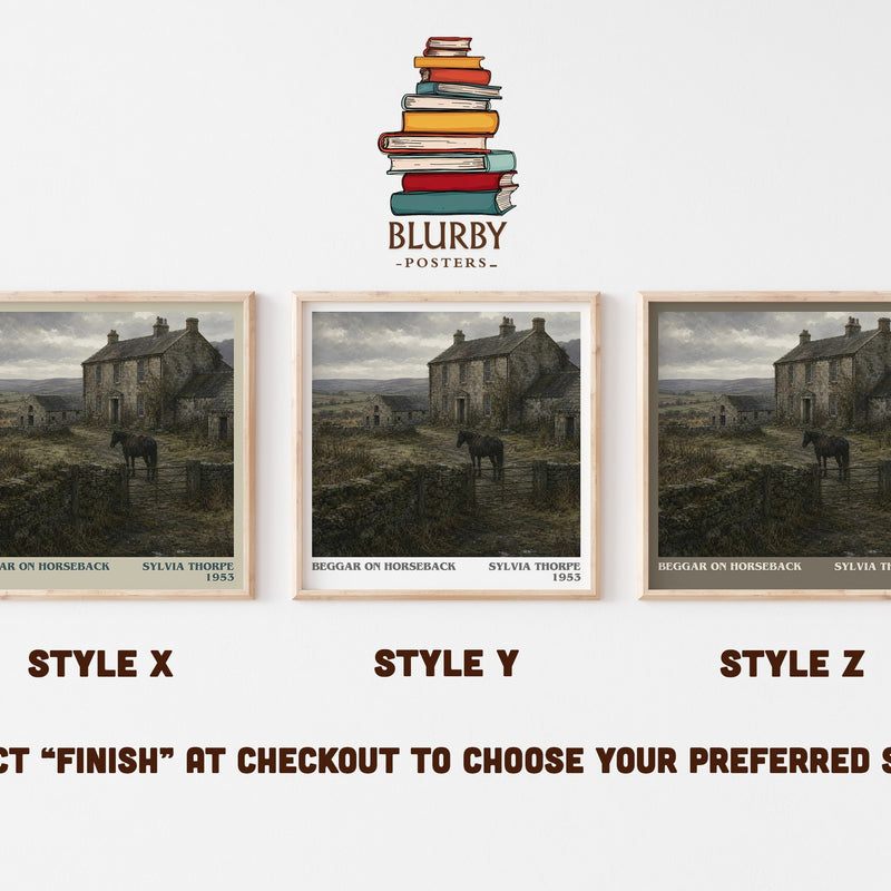 Beggar on Horseback literary print in frame leaning in hallway – romance wall art