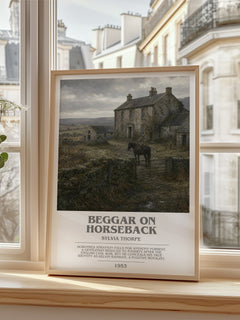 Beggar on Horseback bookish poster colour and style options – Sylvia Thorpe book art