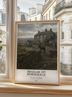 Beggar on Horseback book cover poster colour and style options – Sylvia Thorpe book art