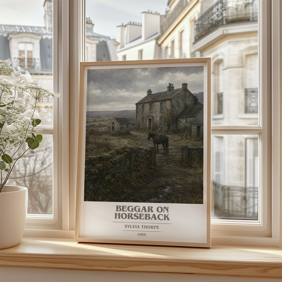 Beggar on Horseback book cover poster colour and style options – Sylvia Thorpe book art
