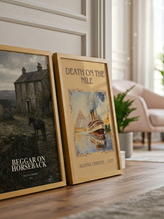 Beggar on Horseback watercolour print framed by window – literary home decor