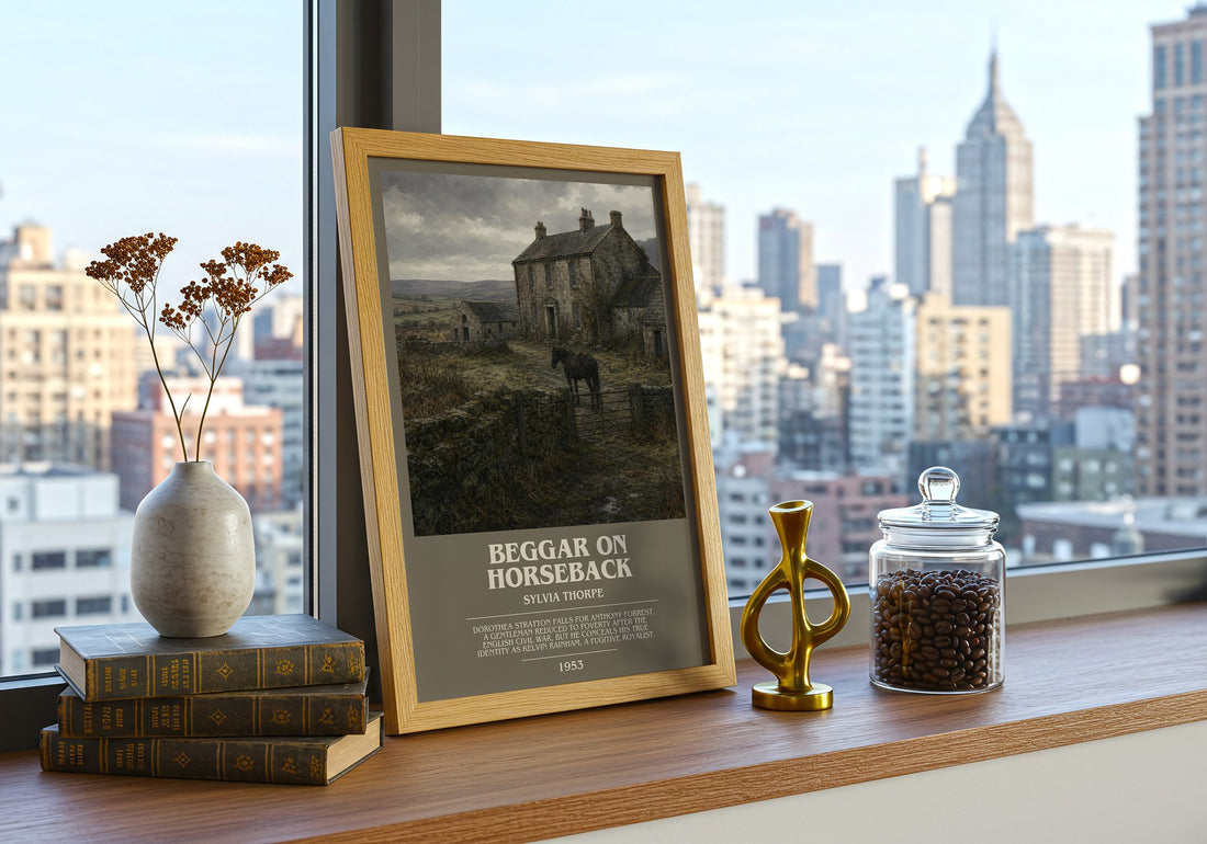 Beggar on Horseback bookish print framed by window – literary home decor
