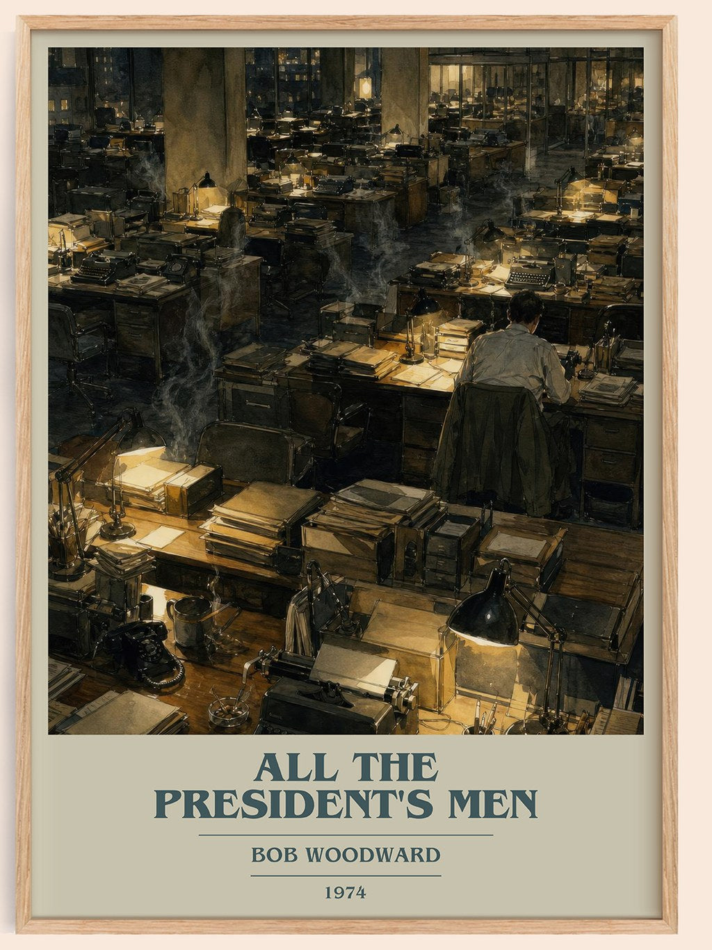 All the President's Men book cover book poster by Bob Woodward – framed literary art print