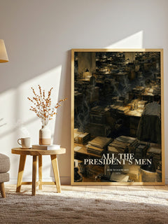 All the President's Men watercolour print in frame leaning in hallway – non fiction wall art