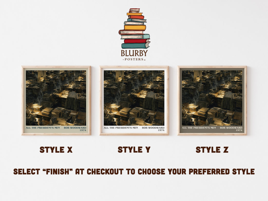 All the President's Men literary print in frame leaning in hallway – non fiction wall art (mockup)