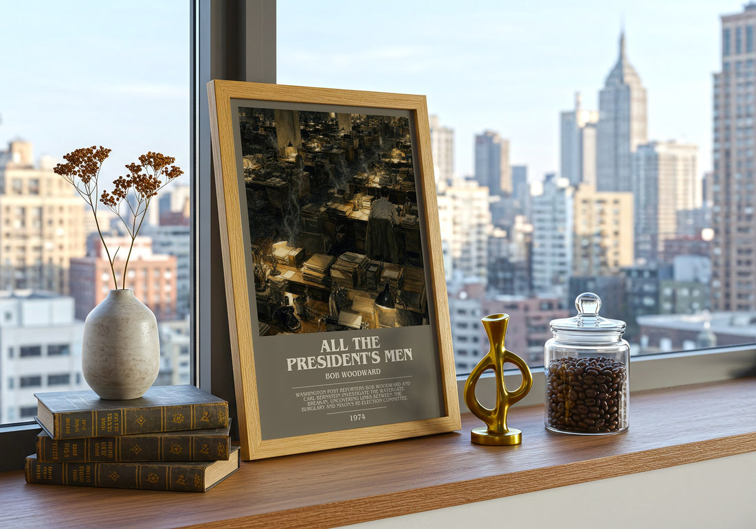 All the President's Men bookish print framed by window – literary home decor