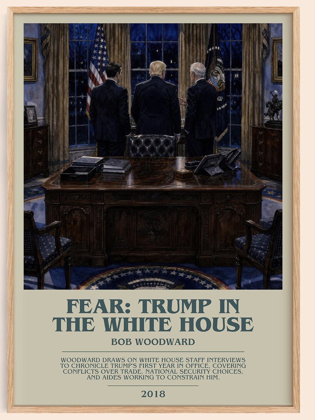 Fear: Trump in the White House bookish book poster by Bob Woodward – framed literary art print