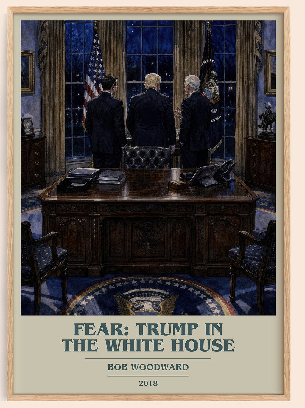 Fear: Trump in the White House book cover book poster by Bob Woodward – framed literary art print