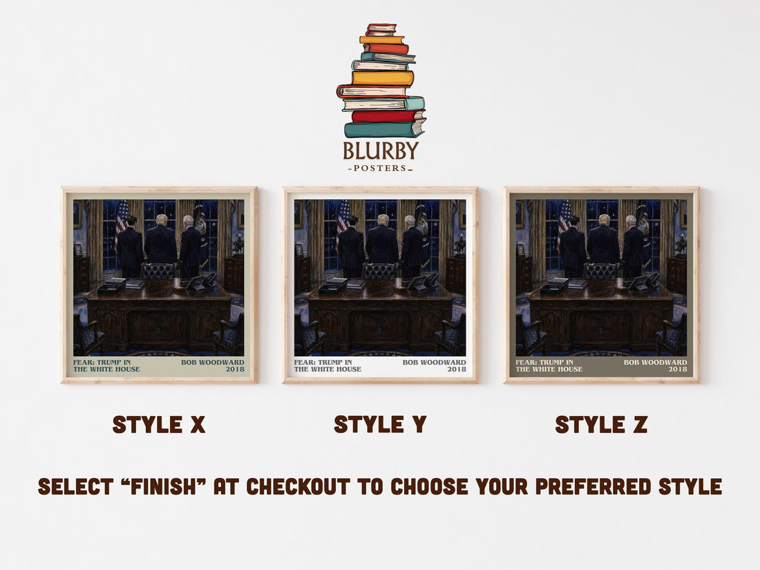 Fear: Trump in the White House literary print in frame leaning in hallway – non fiction wall art (mockup)