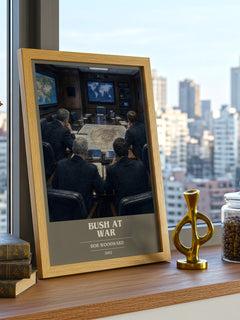 Bush at war book cover print framed by window – literary home decor