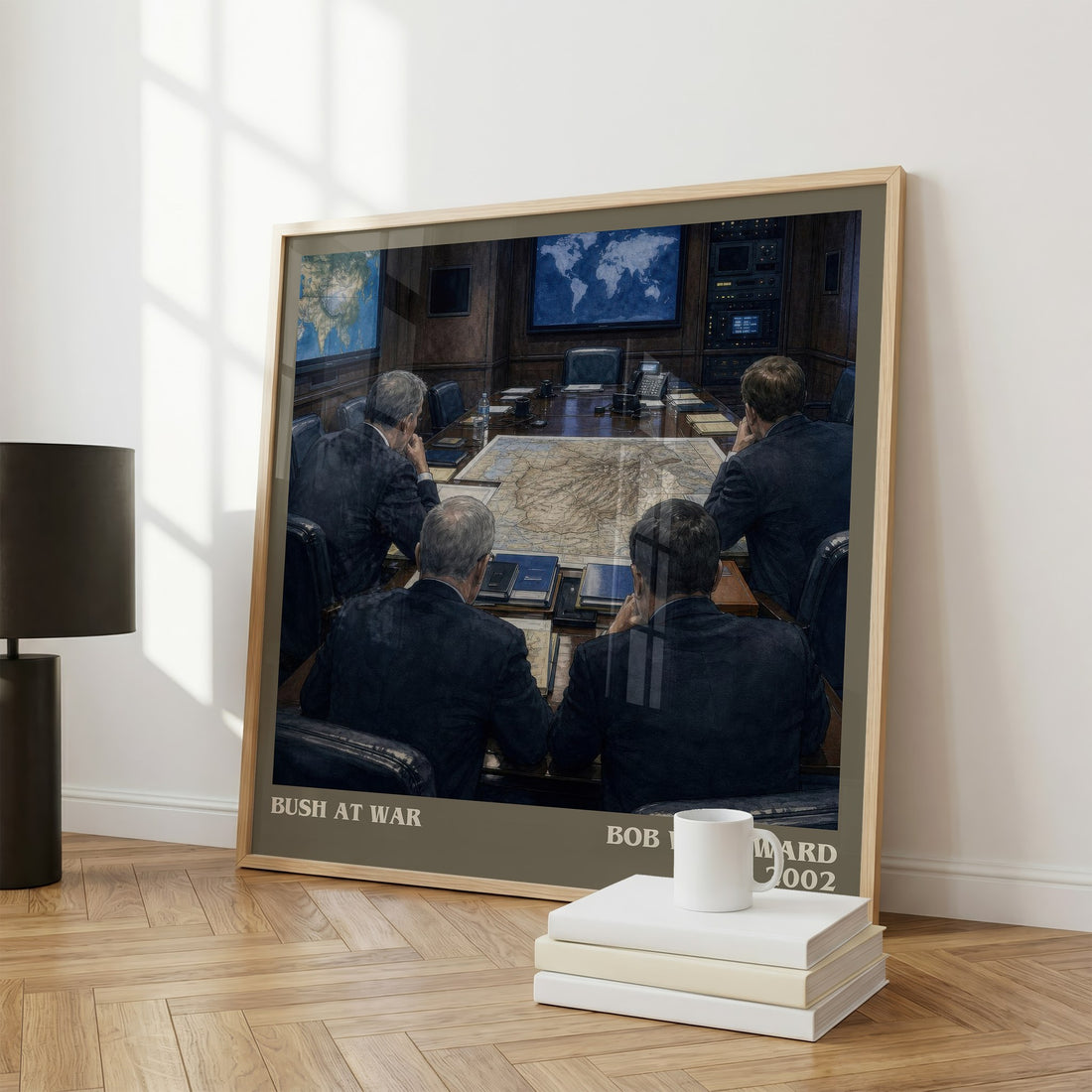 Bush at war literary print framed by window – literary home decor