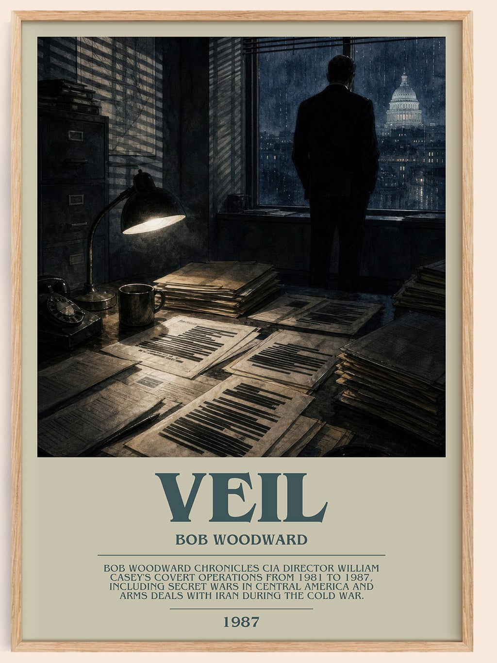 Veil bookish book poster by Bob Woodward – framed literary art print