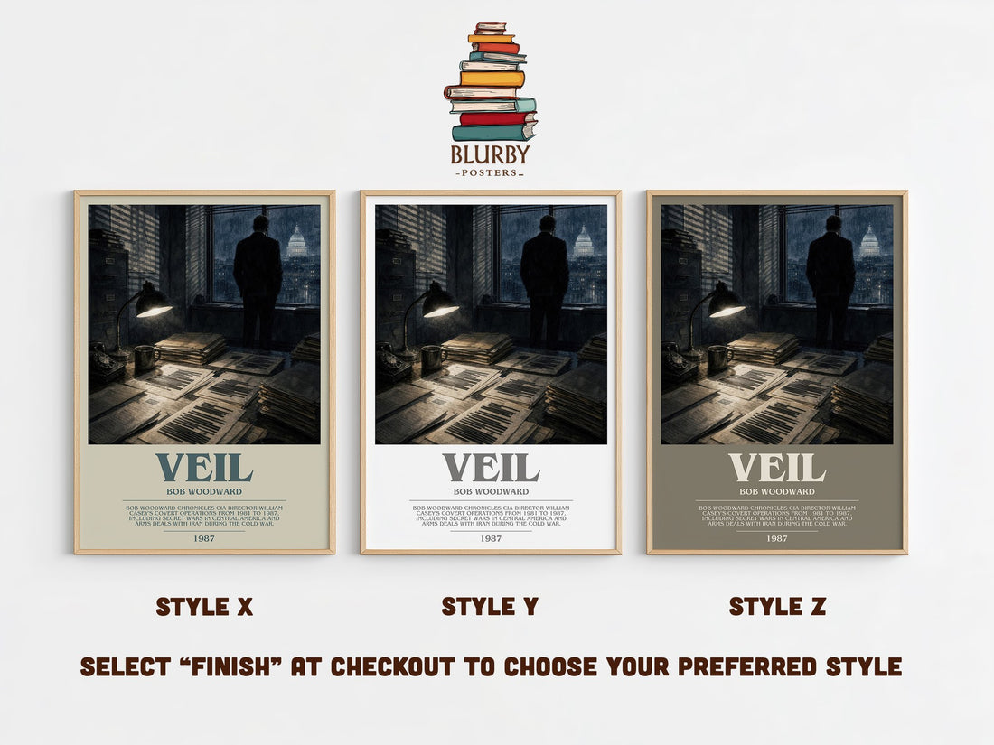Veil bookish print in frame leaning in hallway – non fiction wall art (mockup)