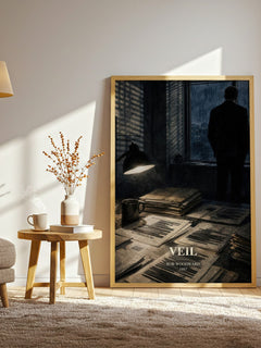 Veil watercolour print in frame leaning in hallway – non fiction wall art