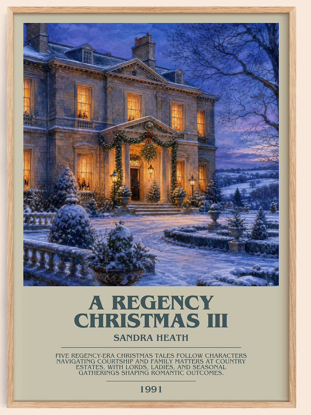 A Regency Christmas III bookish book poster by Sandra Heath – framed literary art print