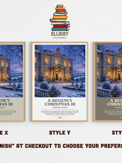A Regency Christmas III bookish print in frame leaning in hallway – romance wall art