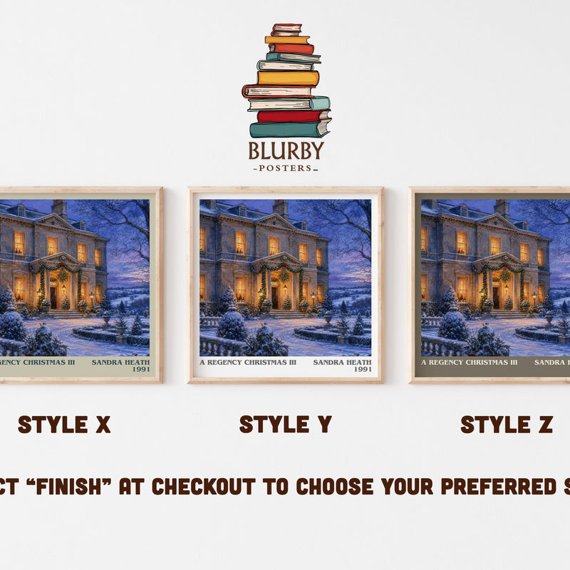 A Regency Christmas III literary print in frame leaning in hallway – romance wall art