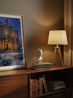 A Regency Christmas III watercolour print on bookshelf – Sandra Heath fan gift