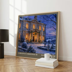 A Regency Christmas III literary print framed by window – literary home decor