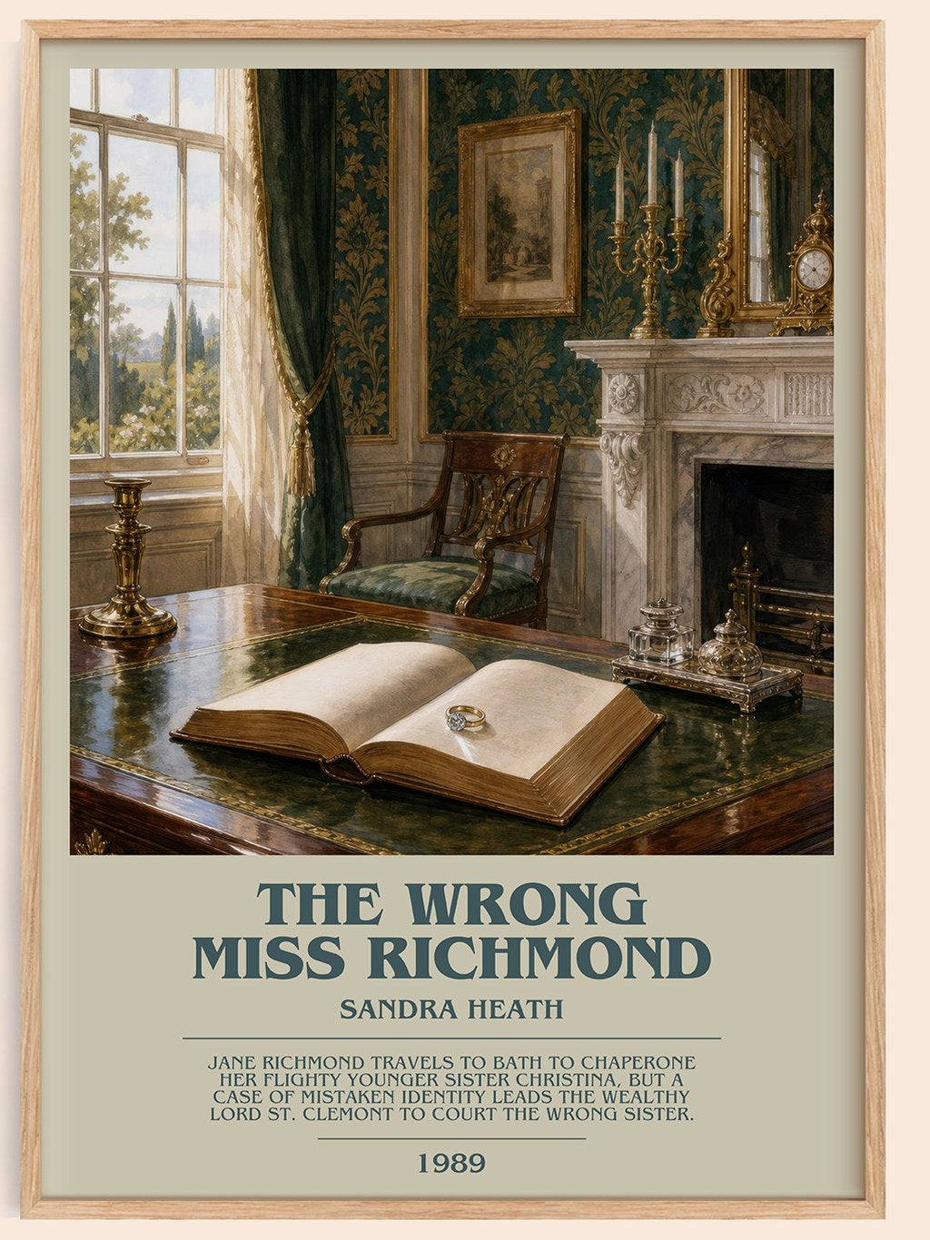 The Wrong Miss Richmond bookish book poster by Sandra Heath – framed literary art print