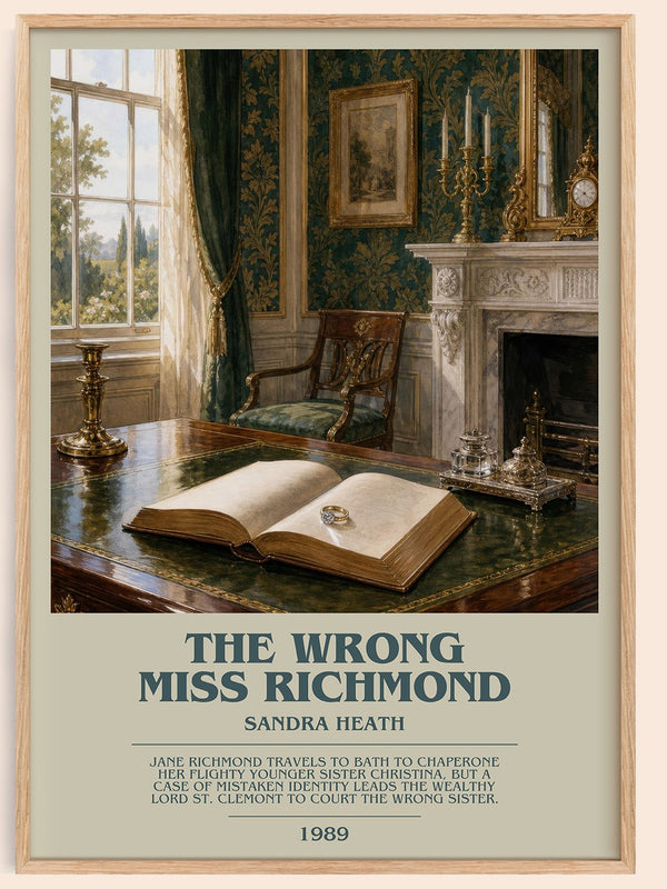 The Wrong Miss Richmond bookish book poster by Sandra Heath – framed literary art print