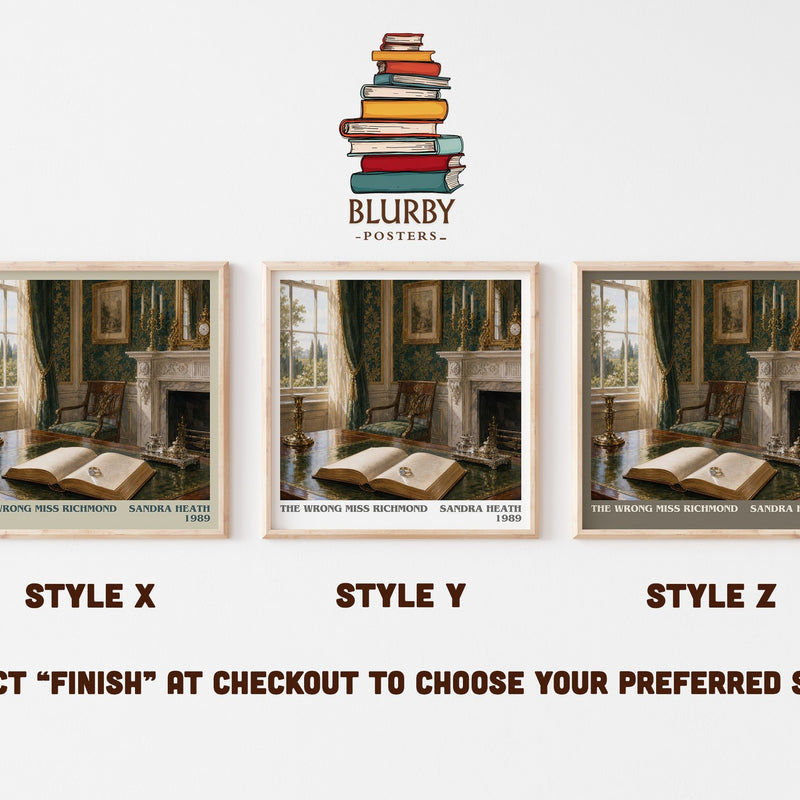 The Wrong Miss Richmond literary print in frame leaning in hallway – romance wall art