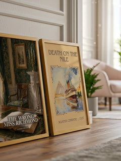 The Wrong Miss Richmond watercolour print framed by window – literary home decor