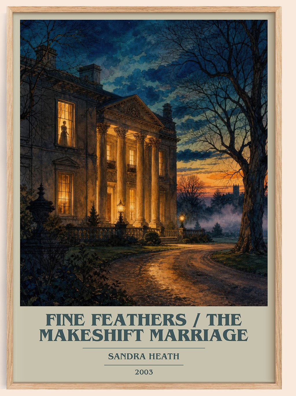 Fine Feathers / The Makeshift Marriage book cover book poster by Sandra Heath – framed literary art print