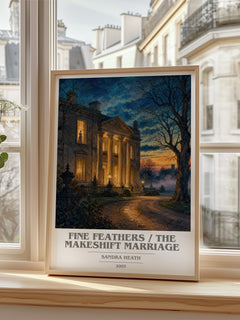 Fine Feathers / The Makeshift Marriage book cover poster colour and style options – Sandra Heath book art
