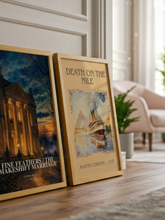 Fine Feathers / The Makeshift Marriage watercolour print framed by window – literary home decor