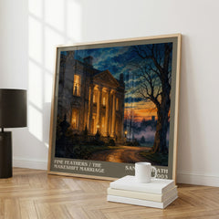 Fine Feathers / The Makeshift Marriage literary print framed by window – literary home decor