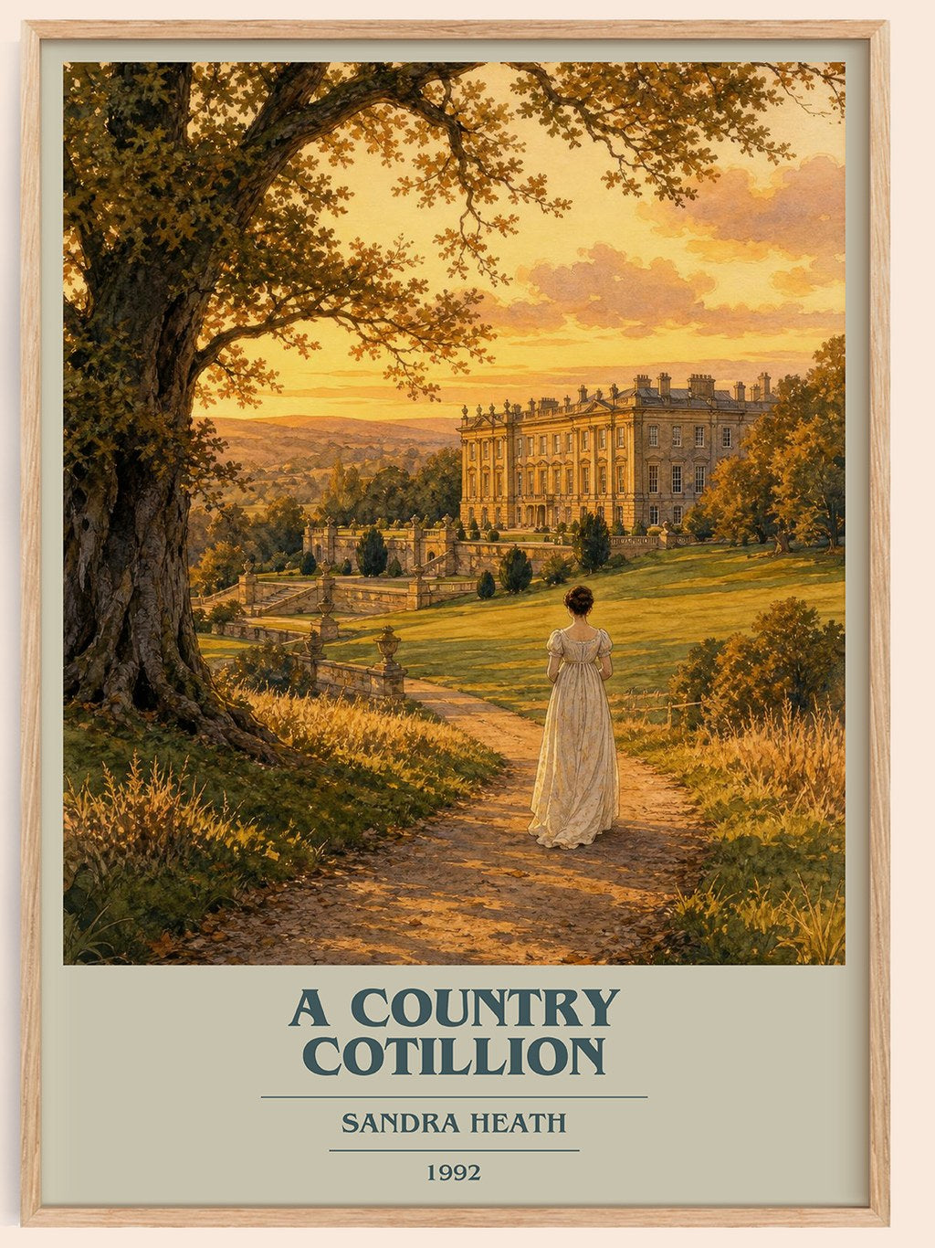 A Country Cotillion book cover book poster by Sandra Heath – framed literary art print