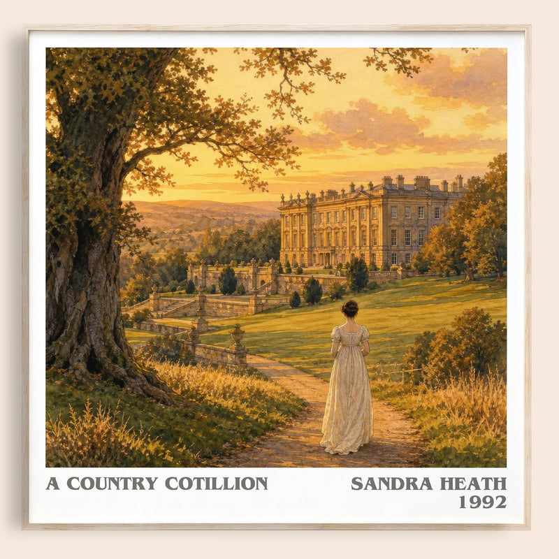 A Country Cotillion literary book poster by Sandra Heath – framed literary art print