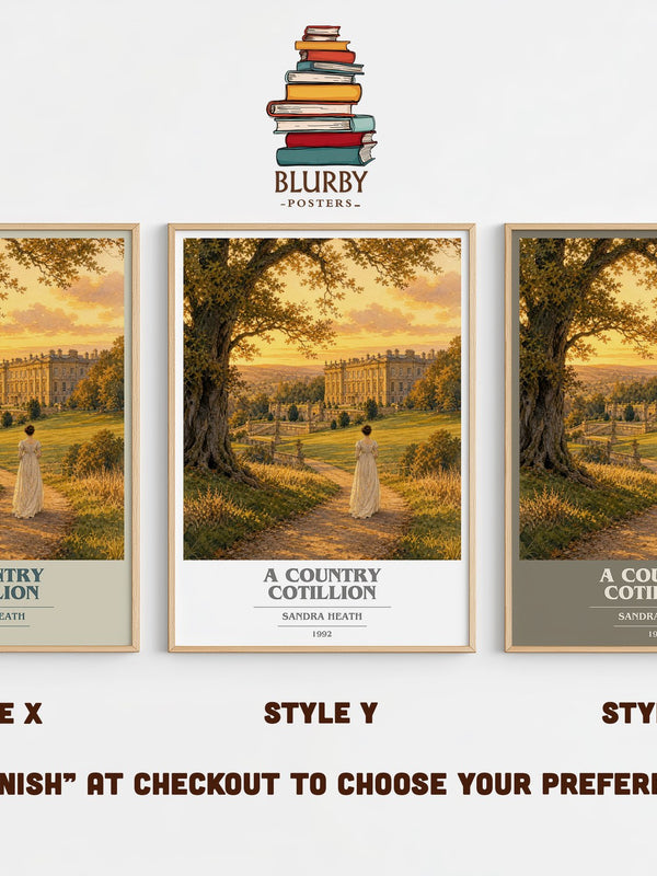 A Country Cotillion book cover print in frame leaning in hallway – romance wall art