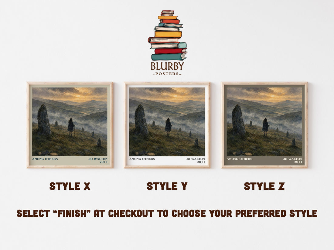 Among Others literary print in frame leaning in hallway – fantasy wall art (mockup)