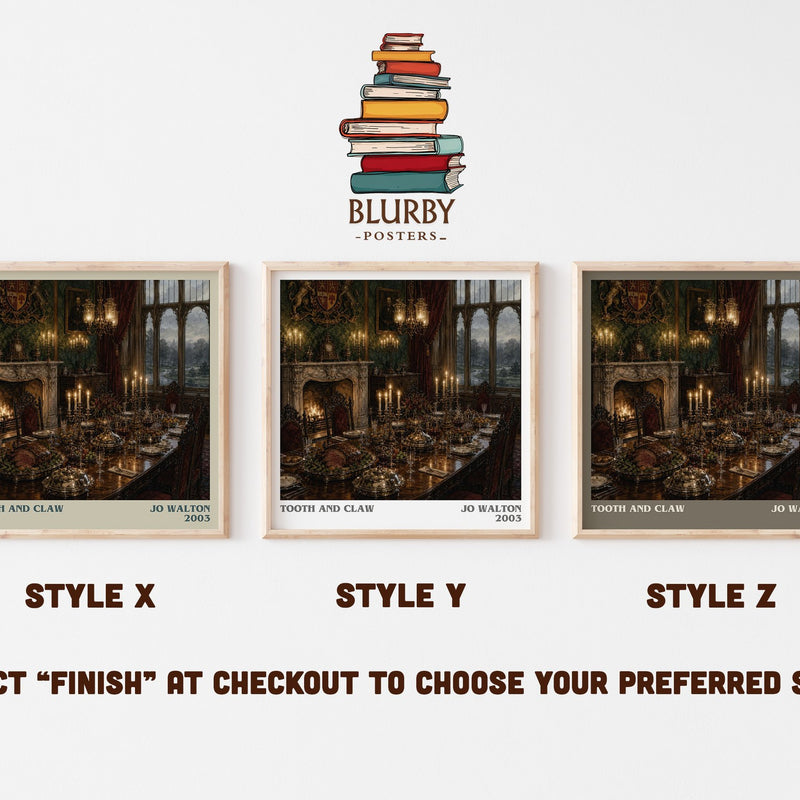 Tooth and Claw literary print in frame leaning in hallway – fantasy wall art