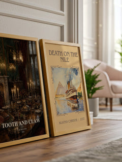 Tooth and Claw watercolour print framed by window – literary home decor