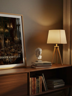 Tooth and Claw watercolour print on bookshelf – Jo Walton fan gift
